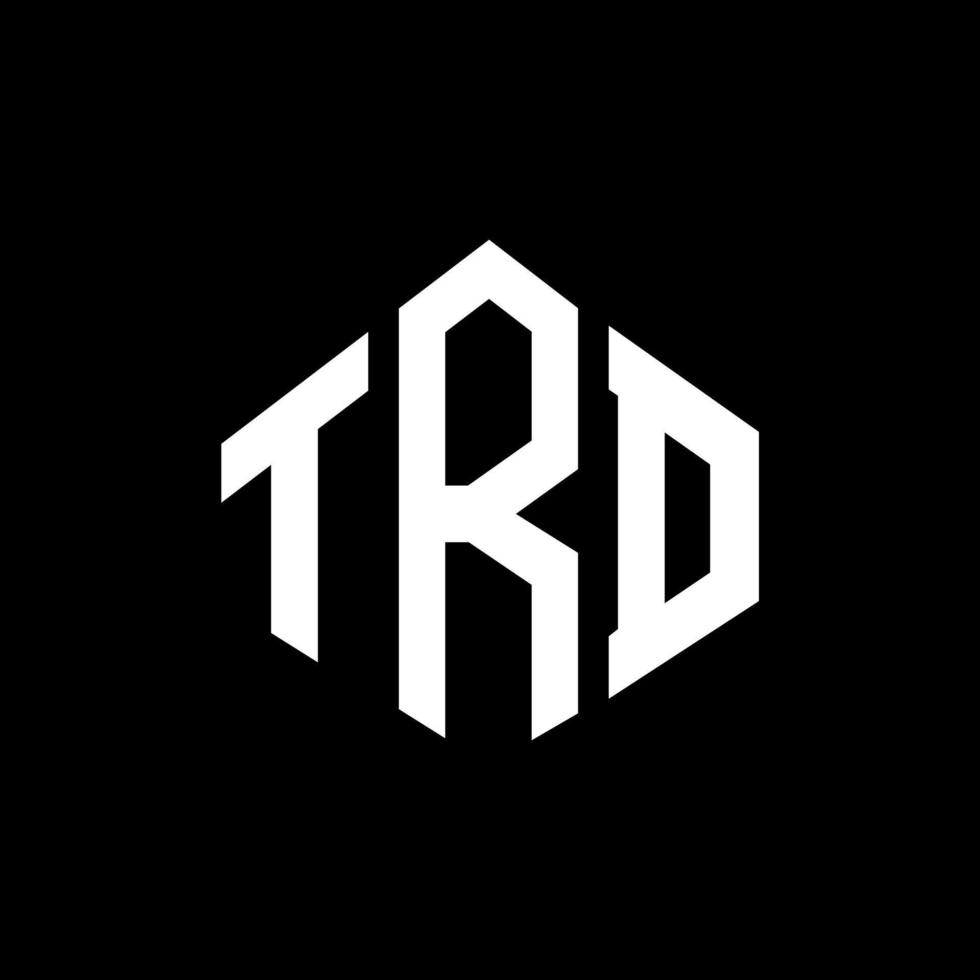 création de logo de lettre trd avec forme de polygone. création de logo en forme de polygone et de cube trd. modèle de logo vectoriel trd hexagone couleurs blanches et noires. monogramme trd, logo d'entreprise et immobilier.