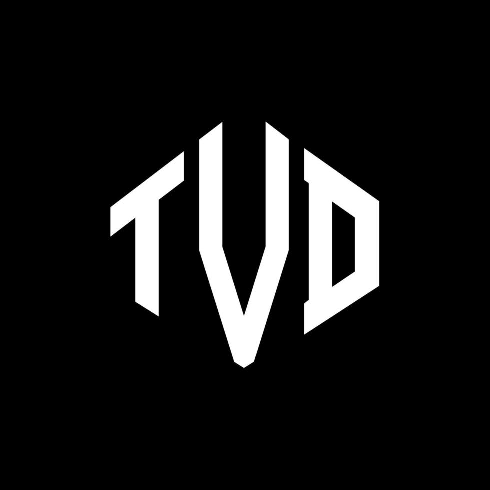 création de logo de lettre tvd avec forme de polygone. création de logo en forme de polygone et de cube tvd. modèle de logo vectoriel tvd hexagone couleurs blanches et noires. monogramme tvd, logo d'entreprise et immobilier.