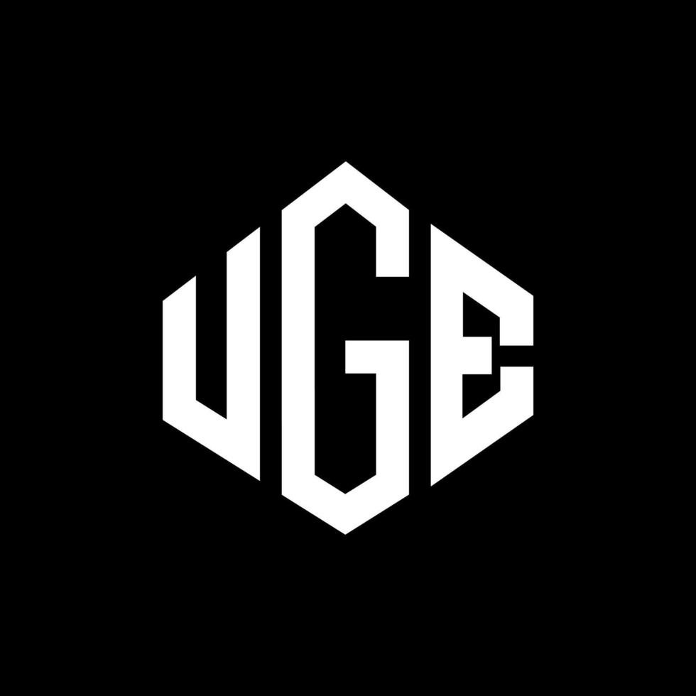 création de logo de lettre uge avec forme de polygone. création de logo en forme de polygone et de cube. modèle de logo vectoriel uge hexagone couleurs blanches et noires. uge monogramme, logo d'entreprise et immobilier.