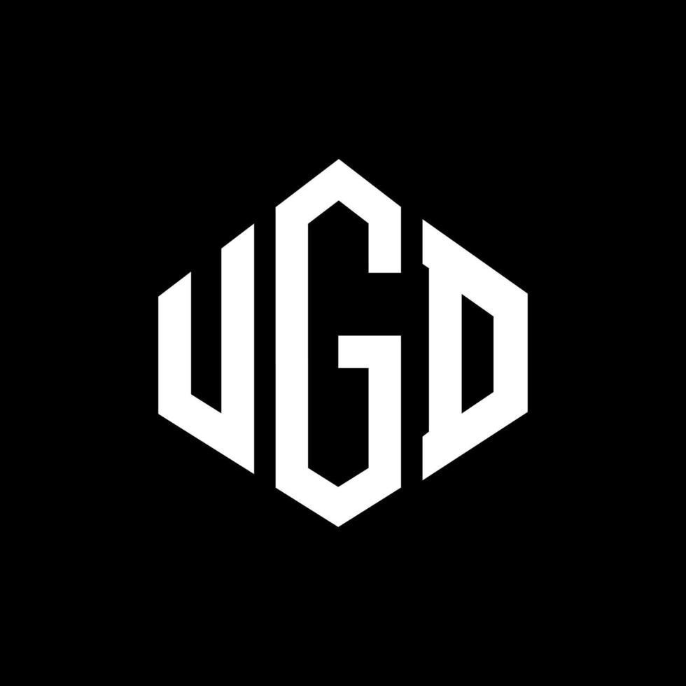 création de logo de lettre ugd avec forme de polygone. création de logo en forme de polygone et de cube ugd. modèle de logo vectoriel hexagone ugd couleurs blanches et noires. monogramme ugd, logo d'entreprise et immobilier.