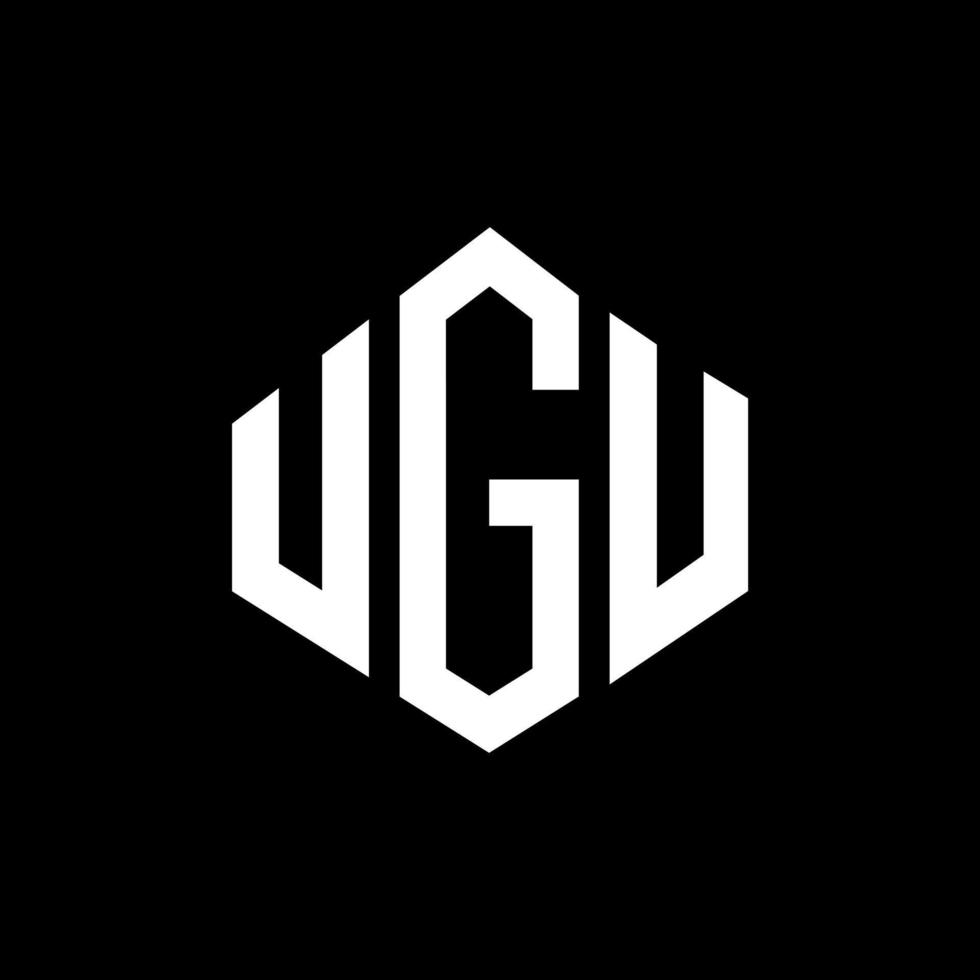 création de logo de lettre ugu avec forme de polygone. création de logo en forme de polygone et de cube ugu. modèle de logo vectoriel ug hexagone couleurs blanches et noires. monogramme ugu, logo d'entreprise et immobilier.