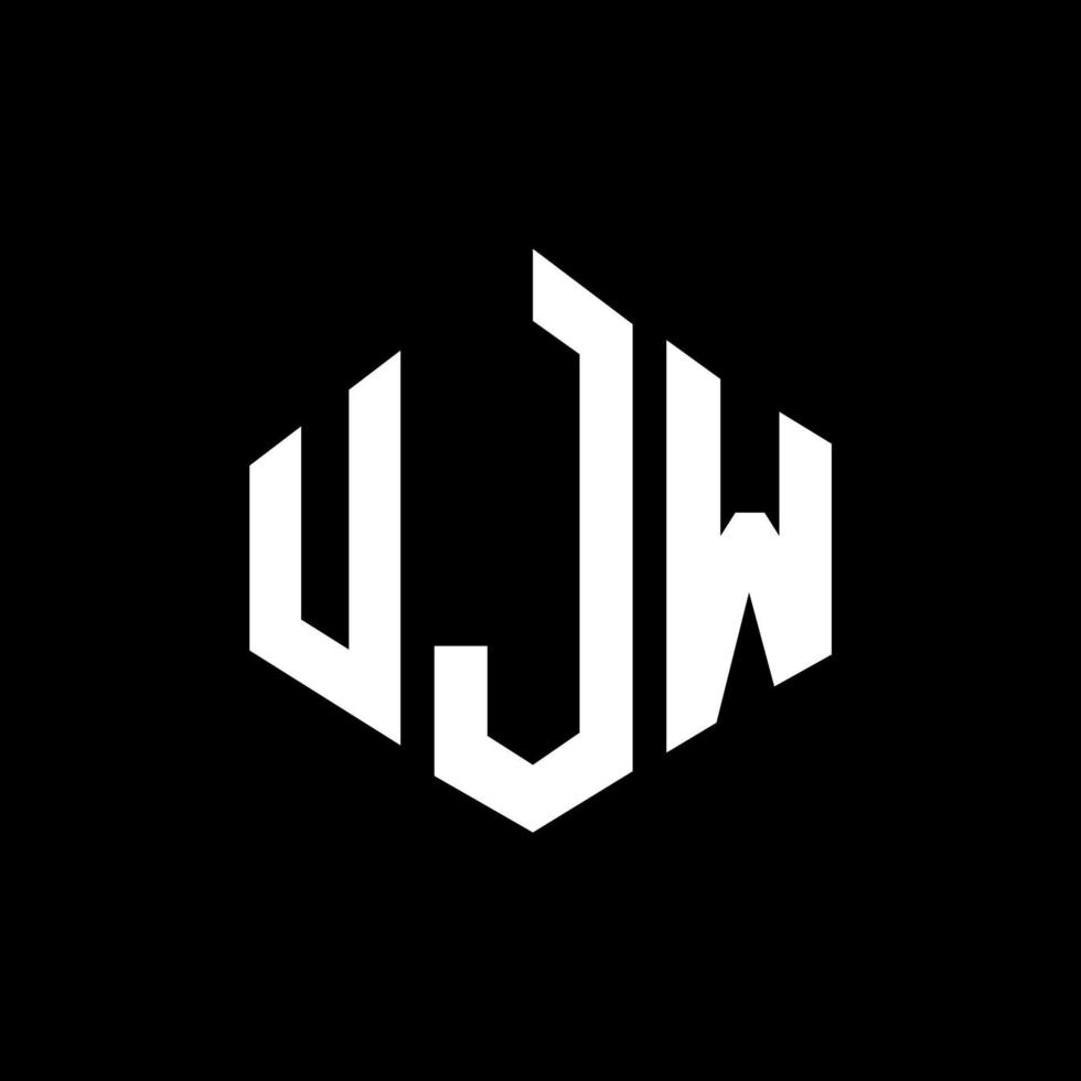 création de logo de lettre ujw avec forme de polygone. création de logo en forme de polygone et de cube ujw. modèle de logo vectoriel hexagone ujw couleurs blanches et noires. monogramme ujw, logo d'entreprise et immobilier.