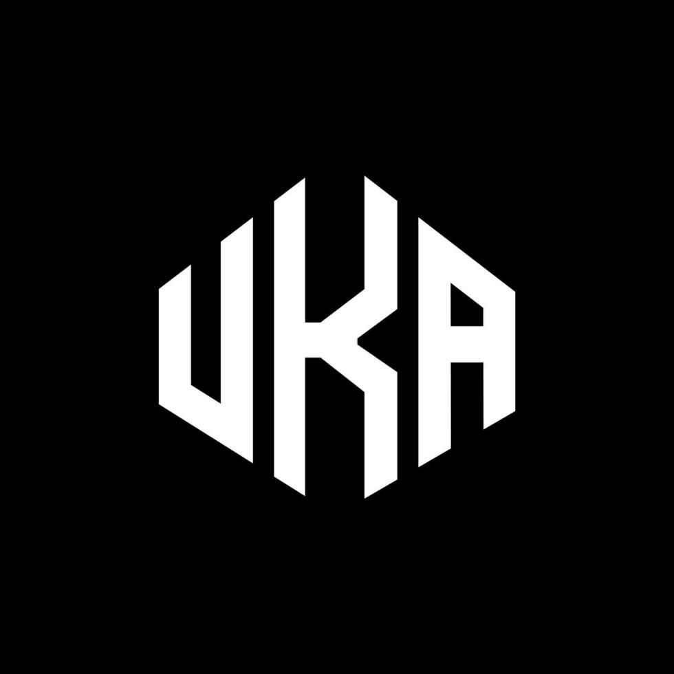 création de logo de lettre uka avec forme de polygone. création de logo en forme de polygone et de cube uka. modèle de logo vectoriel hexagone uka couleurs blanches et noires. monogramme uka, logo d'entreprise et immobilier.