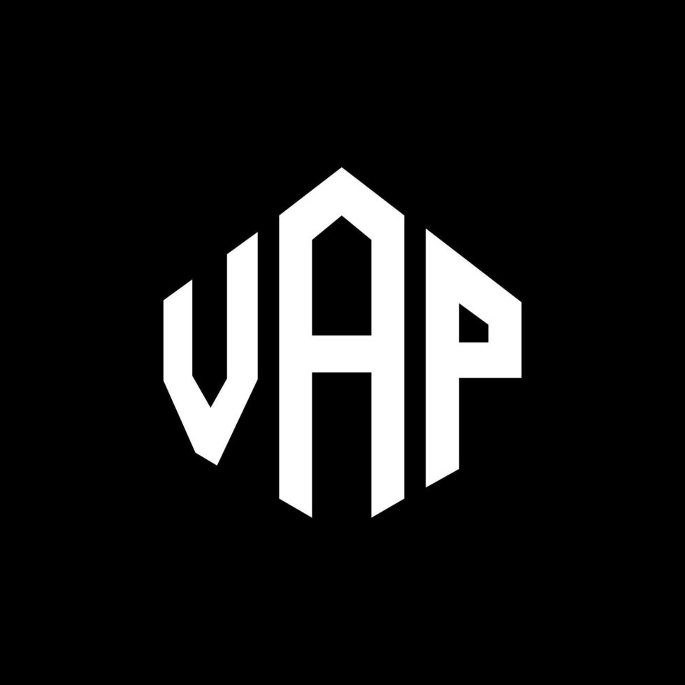 création de logo de lettre vap avec forme de polygone. création de logo en forme de polygone et de cube vap. modèle de logo vectoriel vap hexagone couleurs blanches et noires. monogramme vap, logo d'entreprise et immobilier.