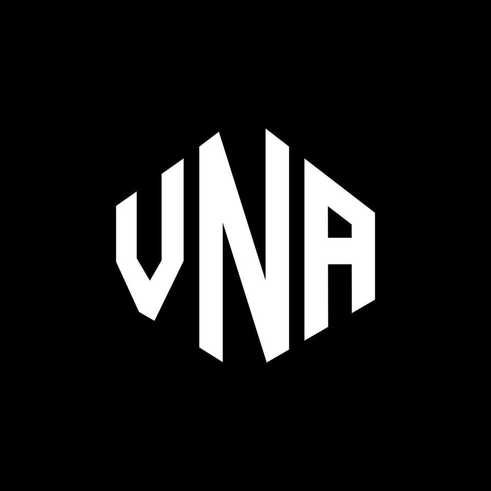 création de logo de lettre vna avec forme de polygone. création de logo en forme de polygone et de cube vna. modèle de logo vectoriel vna hexagone couleurs blanches et noires. monogramme vna, logo d'entreprise et immobilier.