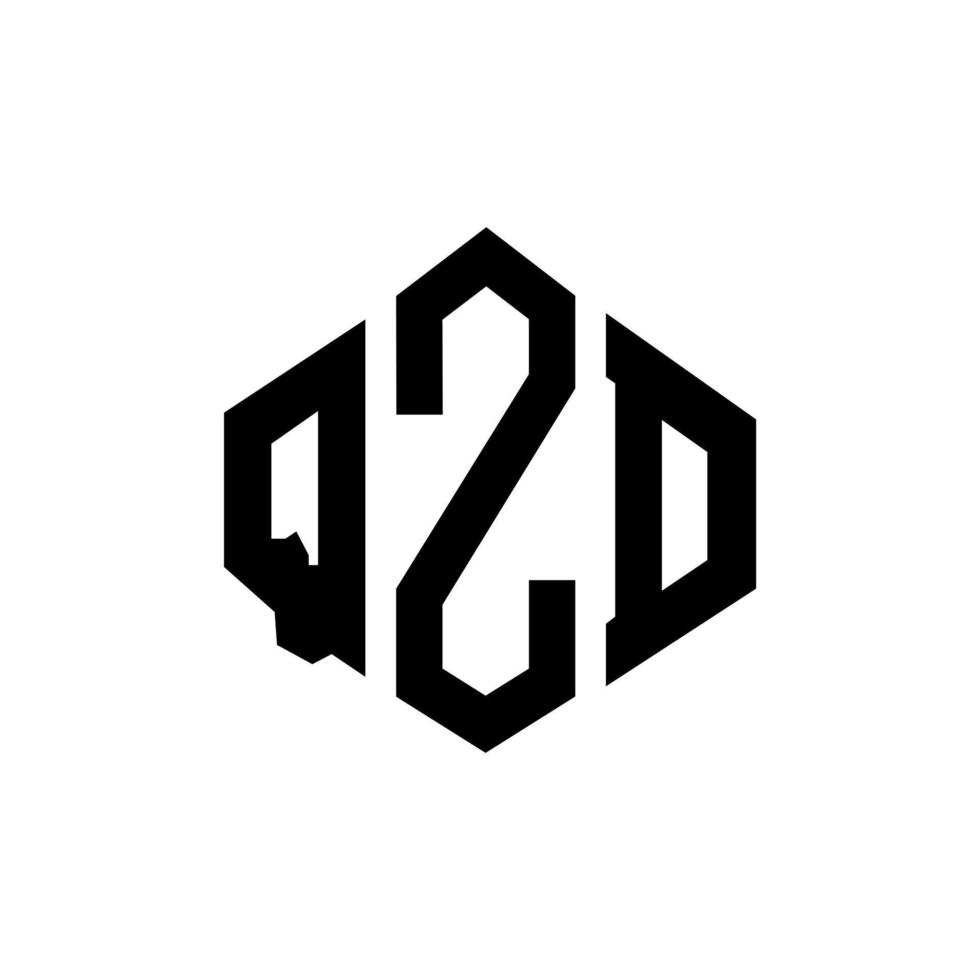 création de logo de lettre qzd avec forme de polygone. création de logo en forme de polygone et de cube qzd. modèle de logo vectoriel qzd hexagone couleurs blanches et noires. monogramme qzd, logo d'entreprise et immobilier.