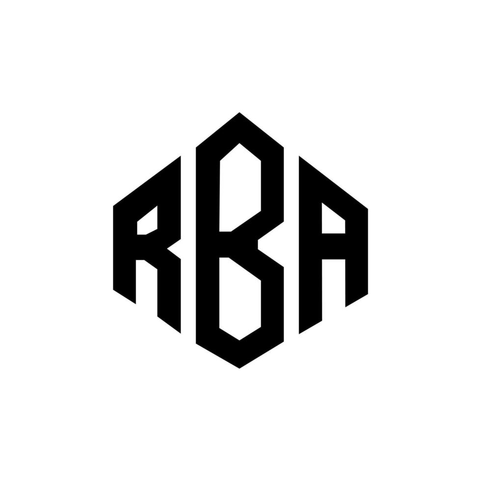 création de logo de lettre rba avec forme de polygone. création de logo en forme de polygone et de cube rba. modèle de logo vectoriel hexagone rba couleurs blanches et noires. monogramme rba, logo commercial et immobilier.