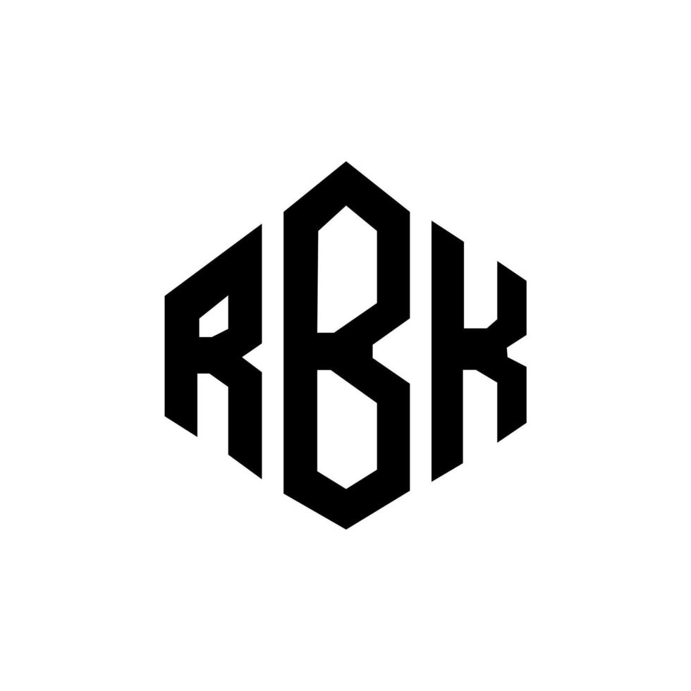 création de logo de lettre rbk avec forme de polygone. création de logo en forme de polygone et de cube rbk. modèle de logo vectoriel hexagone rbk couleurs blanches et noires. monogramme rbk, logo d'entreprise et immobilier.