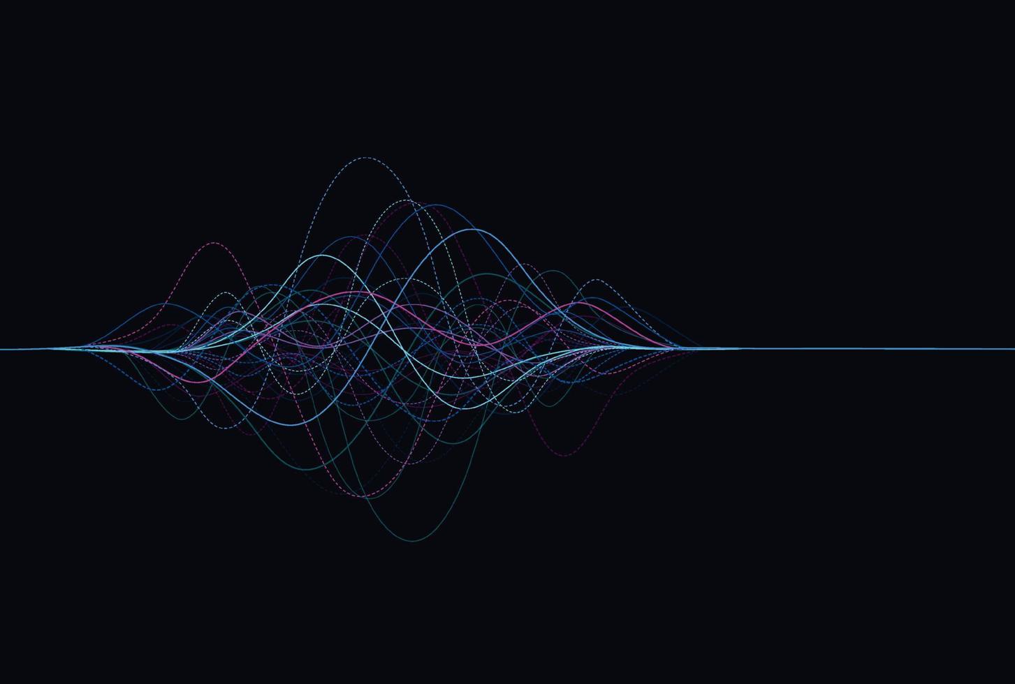 lignes d'onde fluide dynamique. concept de réseaux de visualisation d'apprentissage en profondeur d'intelligence artificielle pour l'ai, la musique, le son. illustration vectorielle vecteur