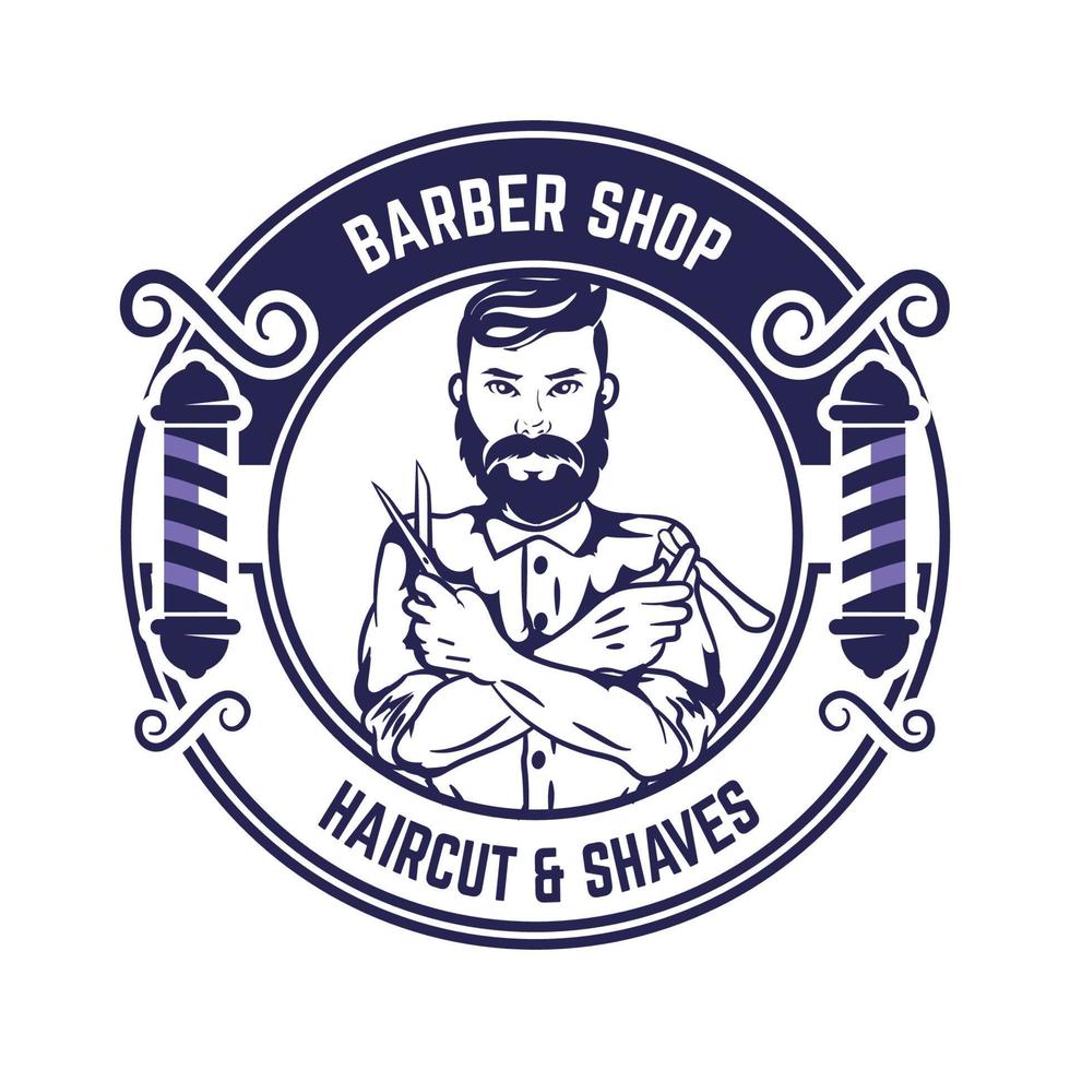 insigne de logo de salon de coiffure vintage rétro vecteur
