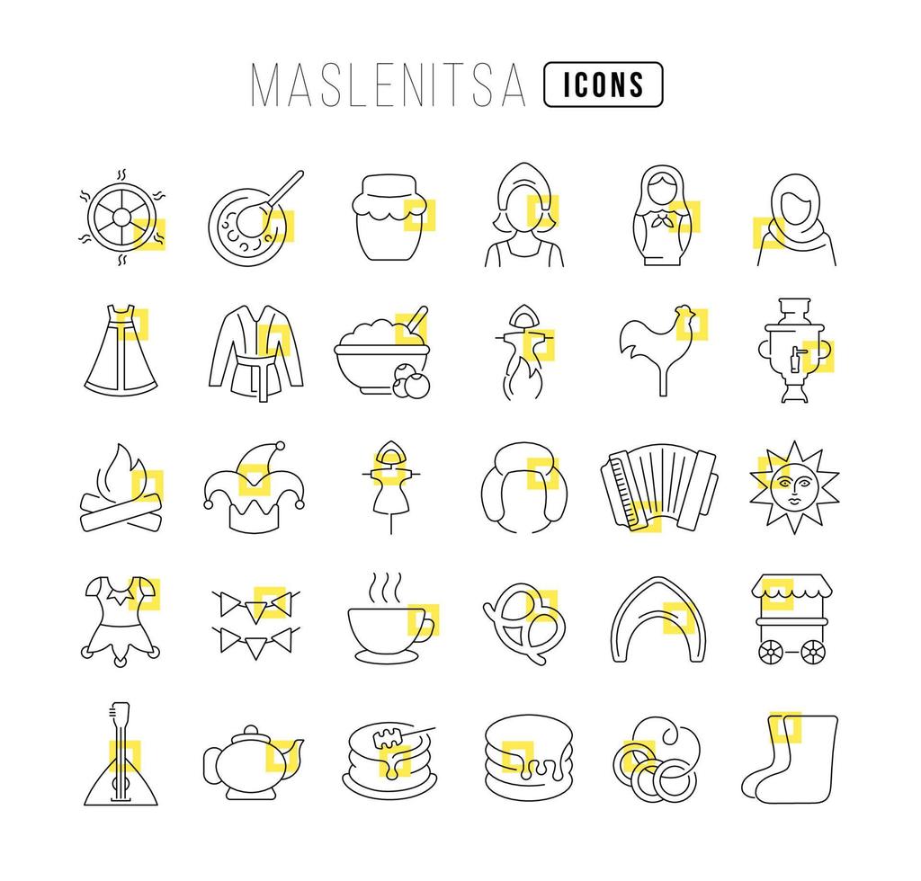 icônes de ligne vectorielle de maslenitsa vecteur