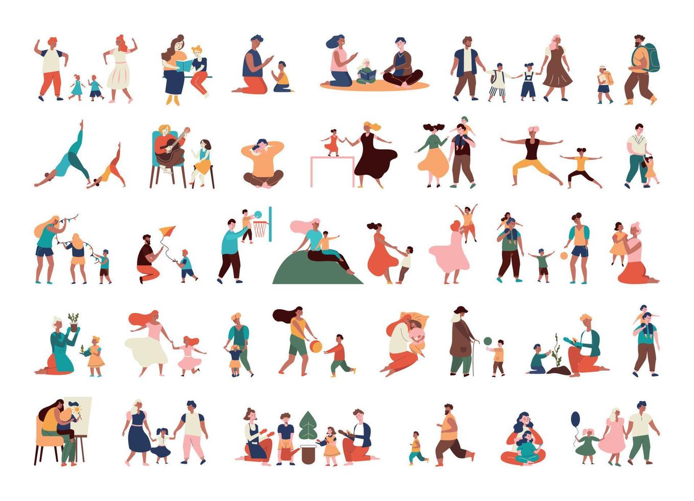 personnages familiaux avec enfants vecteur