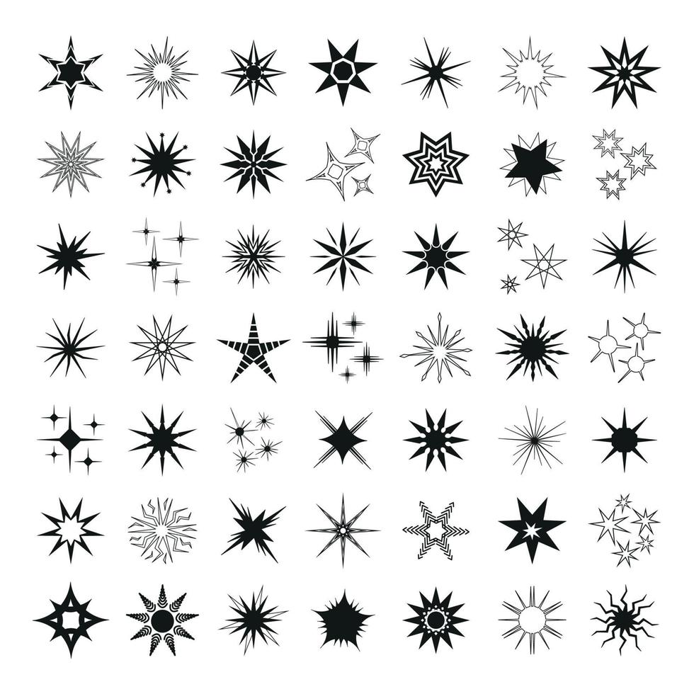 ensemble d'icônes d'étoiles noires vecteur