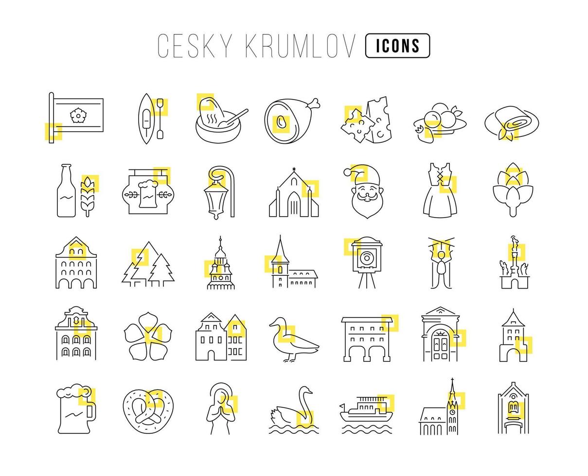 ensemble d'icônes simples de cesky krumlov vecteur