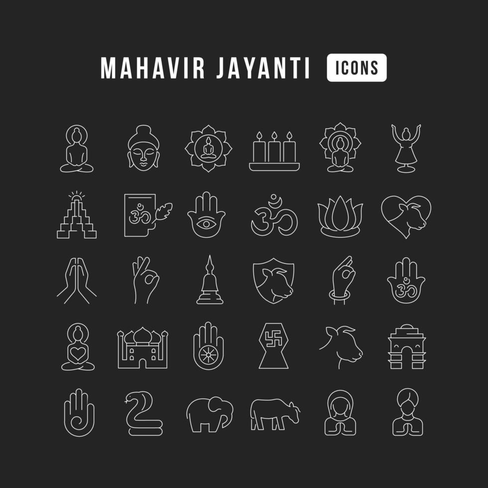 icônes de ligne vectorielle de mahavir jayanti vecteur