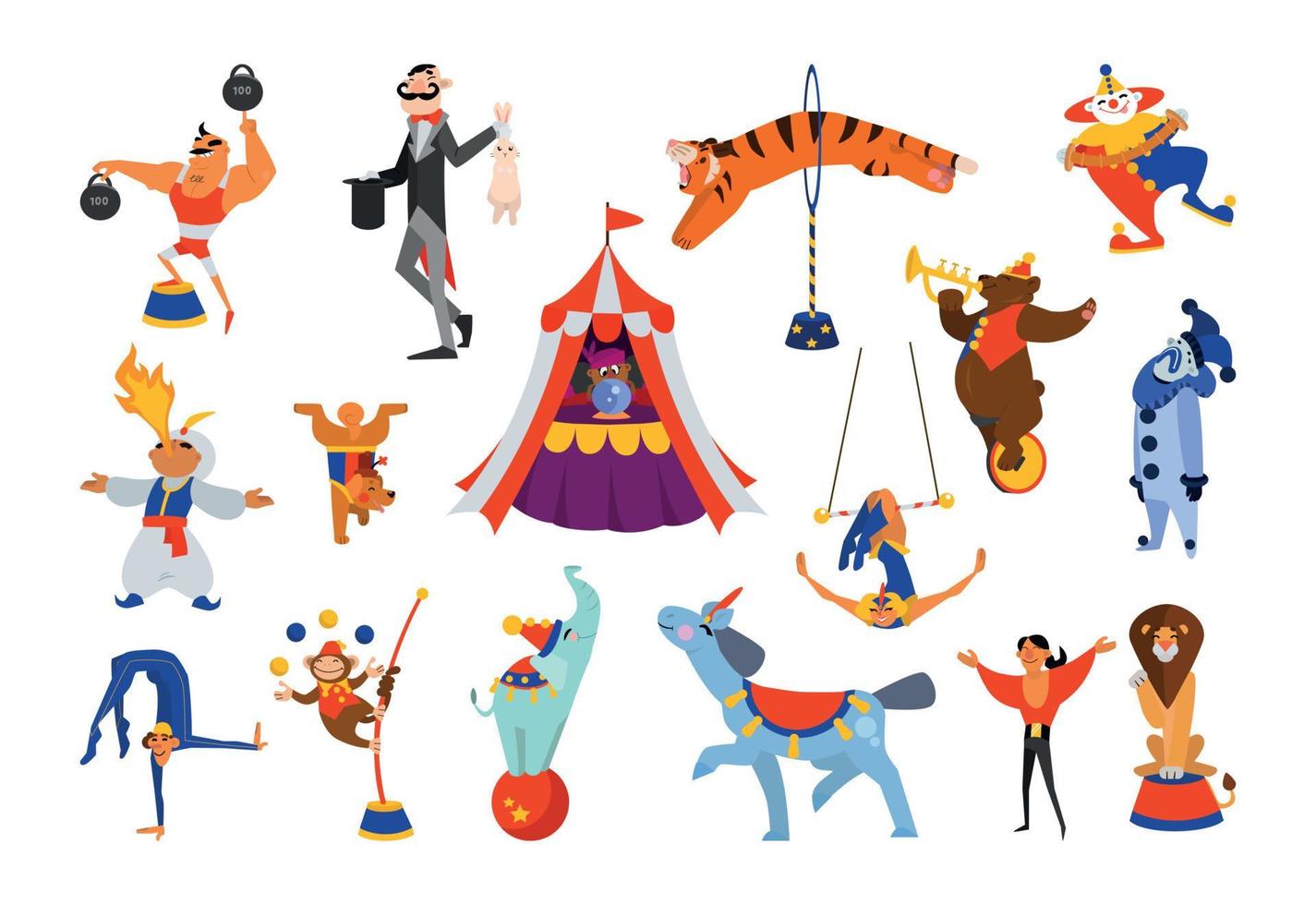 ensemble d'illustrations de cirque vecteur