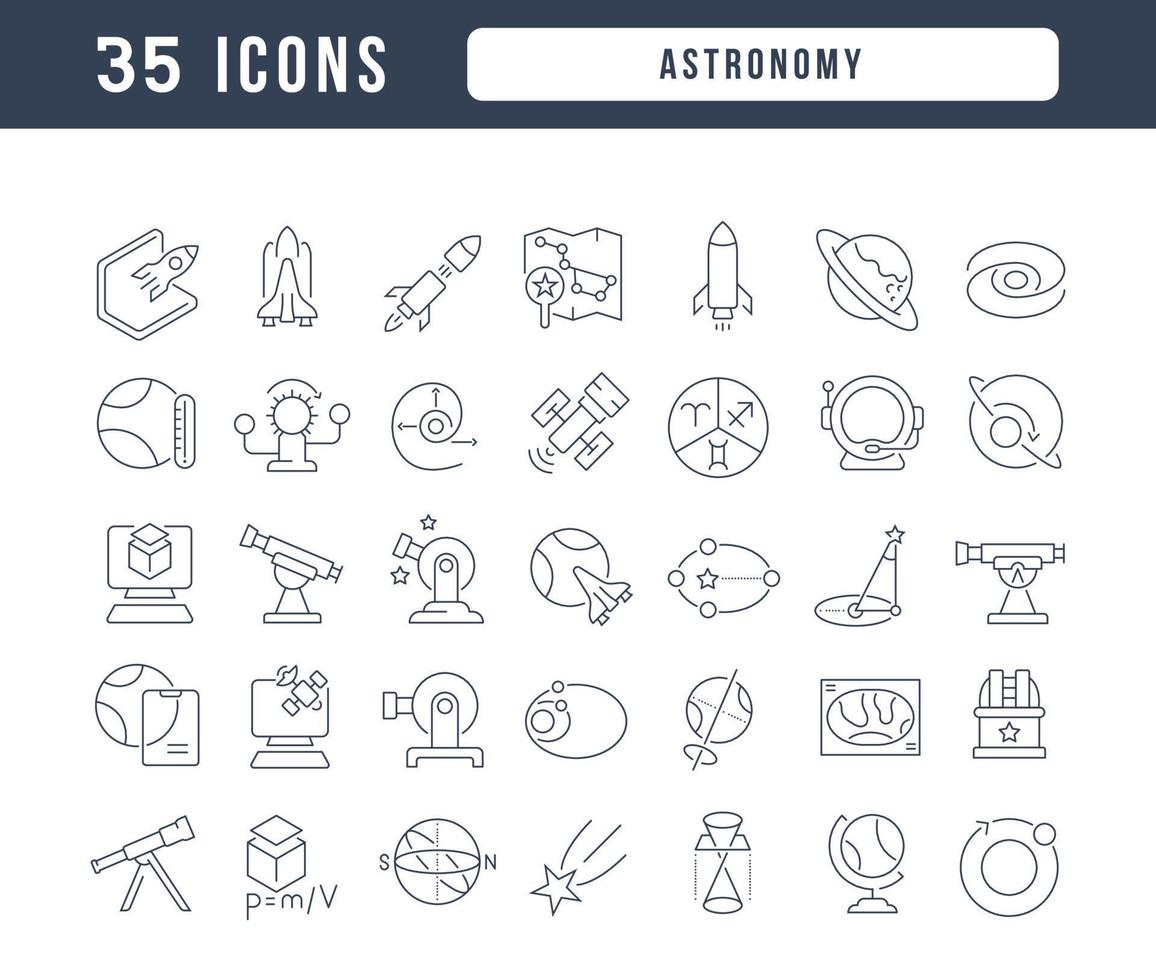 ensemble d'icônes linéaires de l'astronomie vecteur