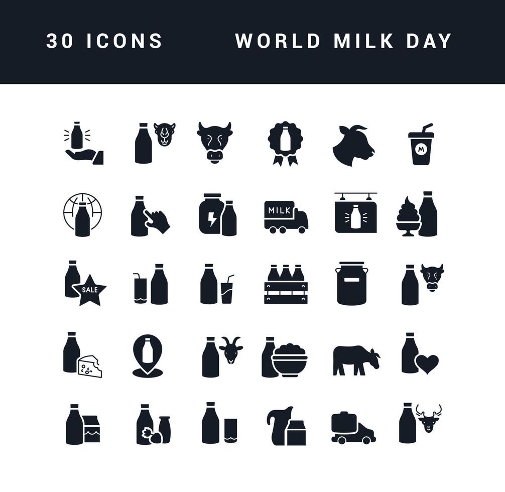 icônes vectorielles simples de la journée mondiale du lait vecteur