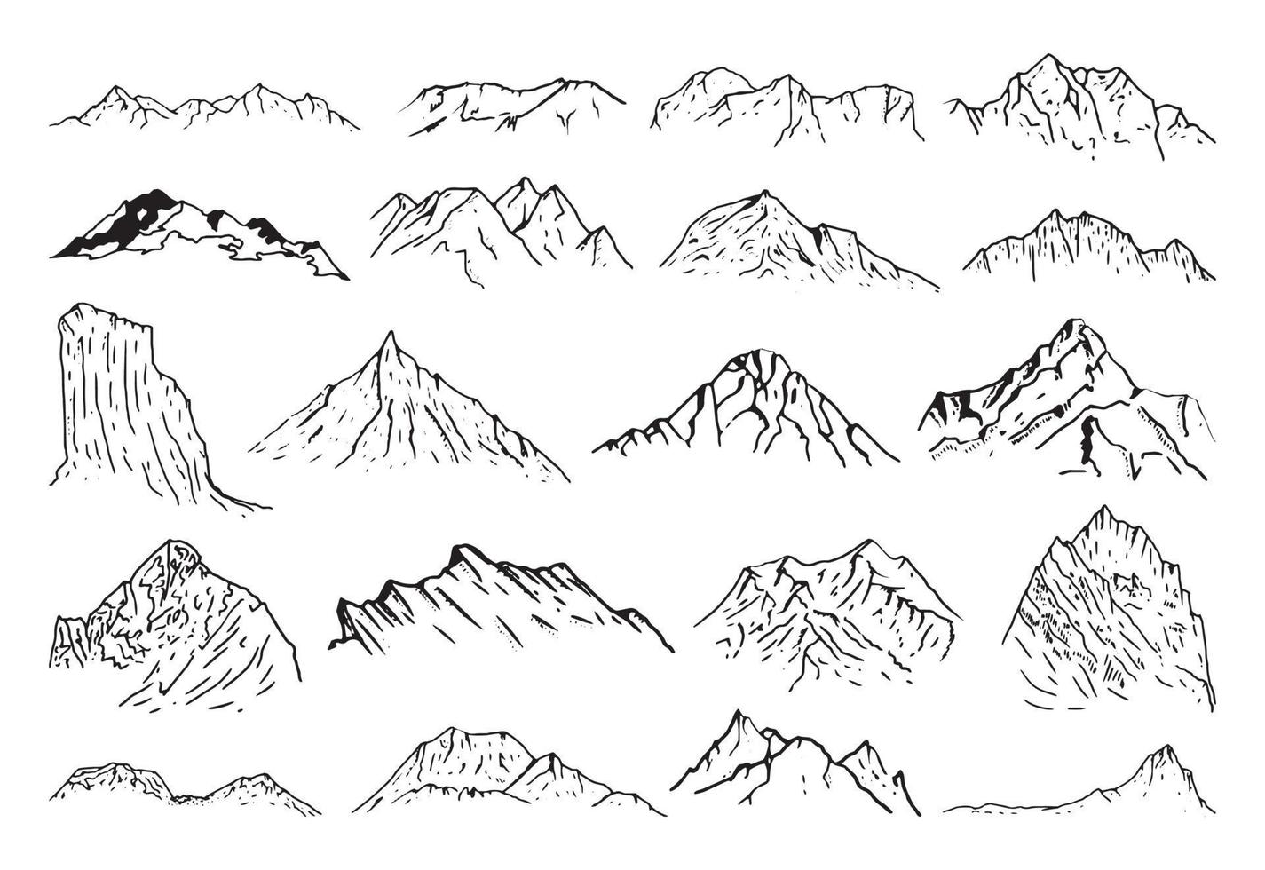 illustrations de montagnes à l'encre d'art vecteur
