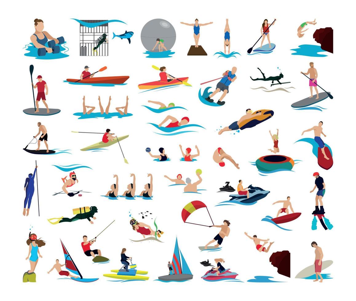 illustrations de sports nautiques vecteur