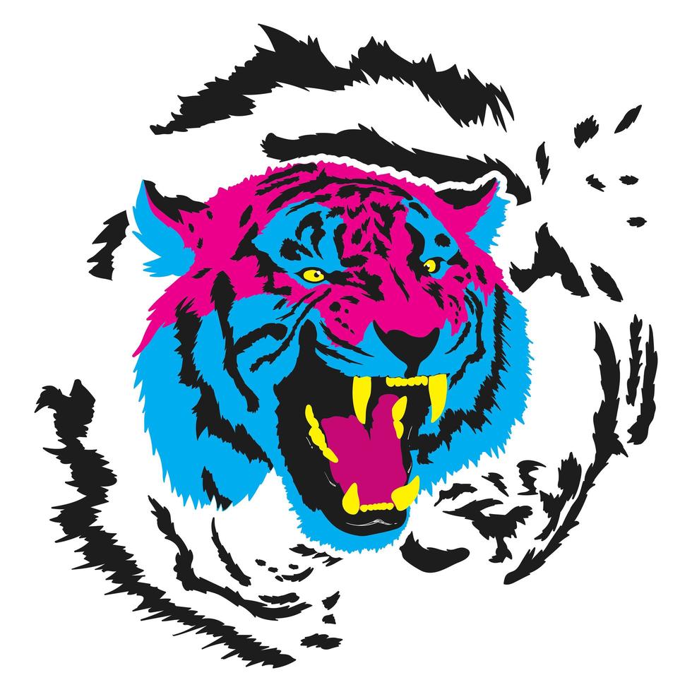 tête de tigre cmyk design vecteur