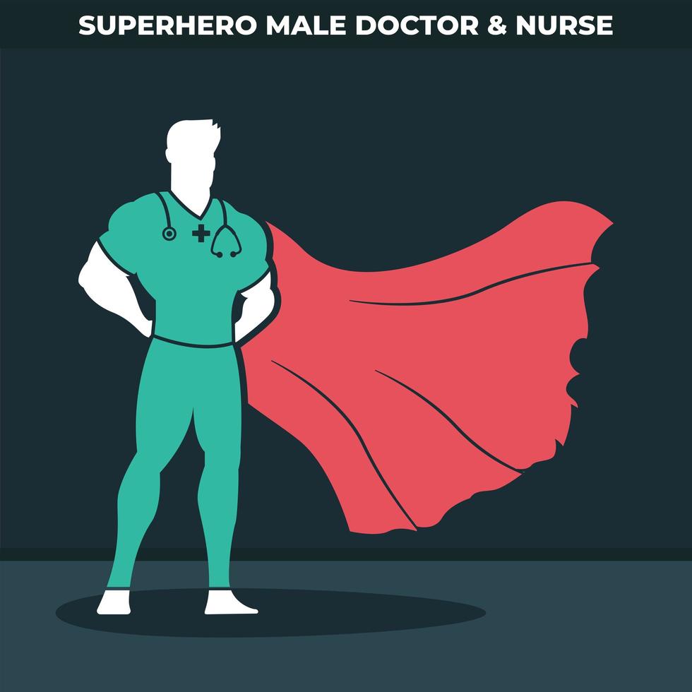 médecin de sexe masculin de super-héros vecteur