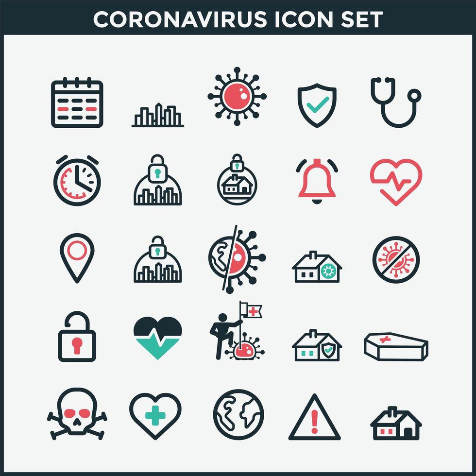 jeu d'icônes de coronavirus coloré vecteur