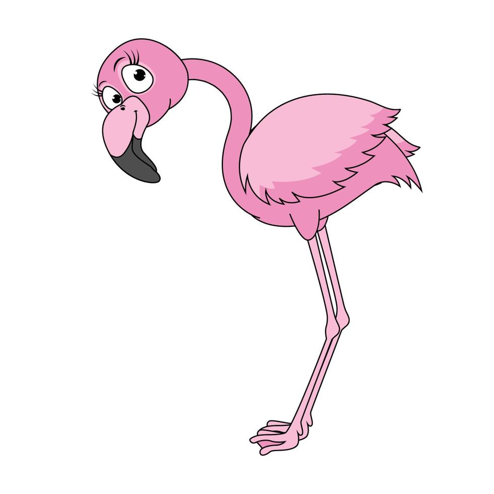 graphique de dessin animé mignon oiseau flamant rose vecteur