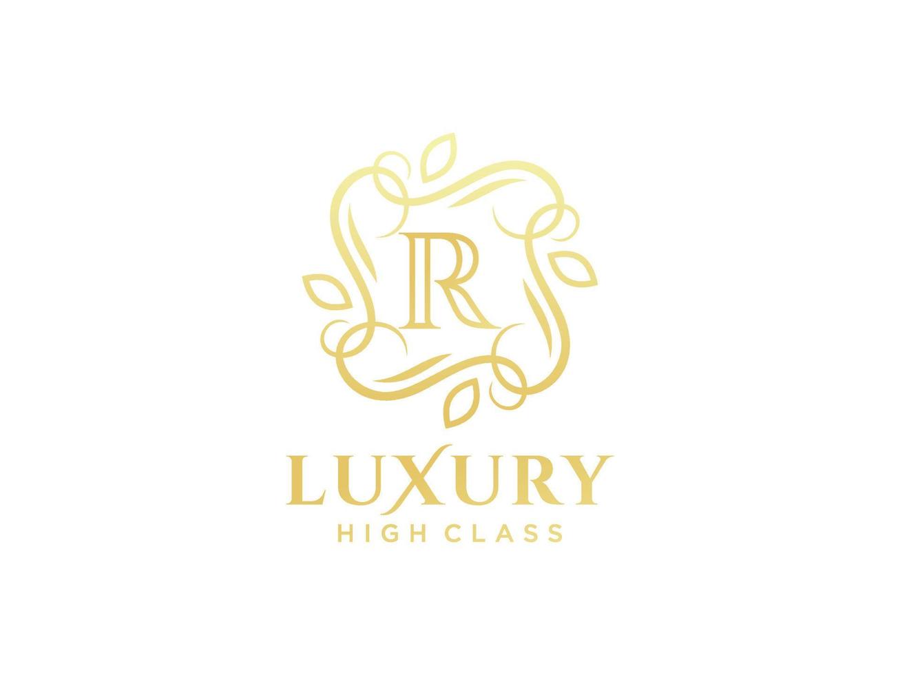 lettre r logo calligraphique victorien de luxe royal antique avec cadre ornemental. vecteur