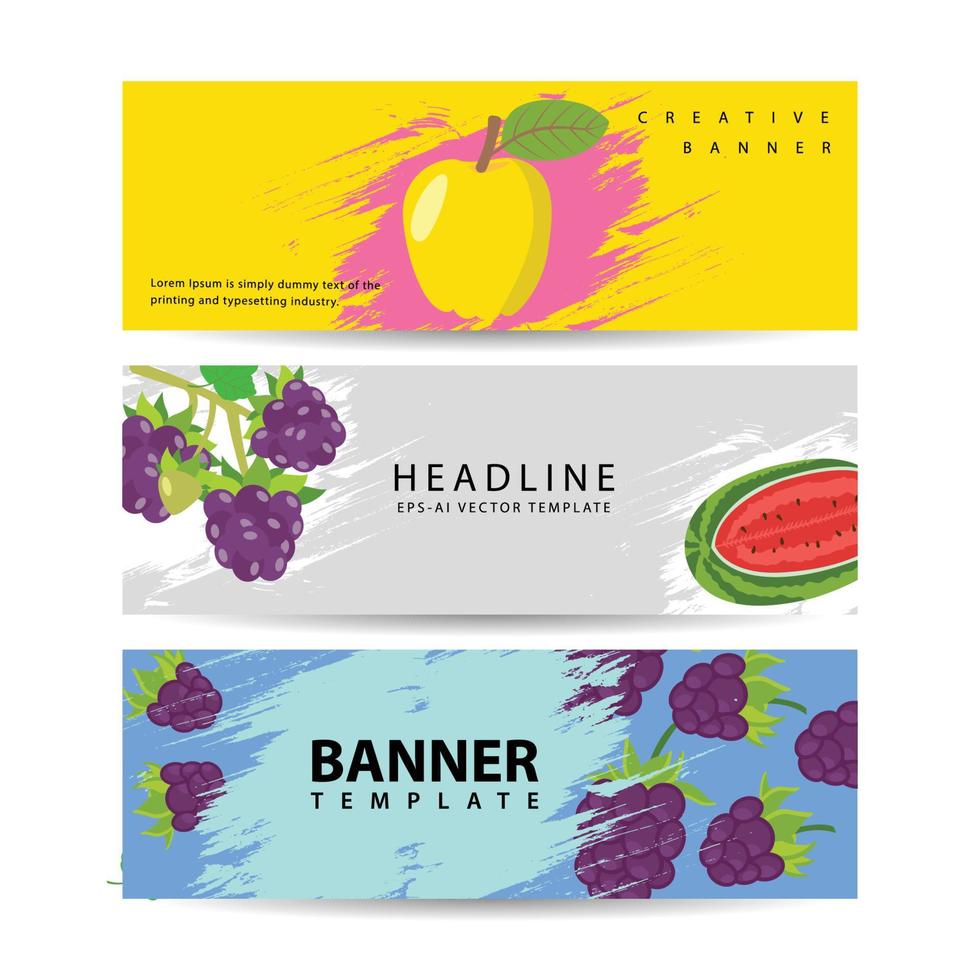 jardin de fruits tropicaux et bannière de récolte.banner set vector illustration