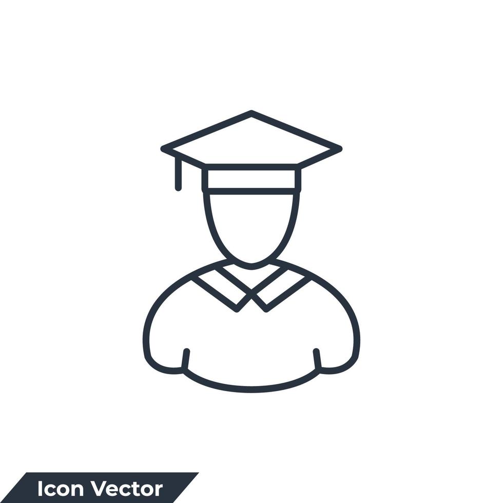 illustration vectorielle du logo de l'icône de l'éducation. personnes avec un modèle de symbole de chapeau de graduation pour la collection de conception graphique et web vecteur