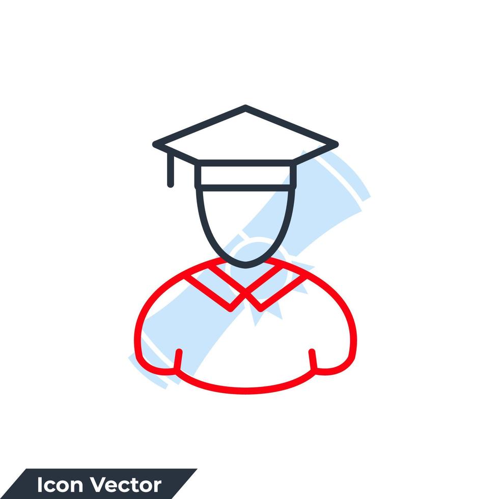 illustration vectorielle du logo de l'icône de l'éducation. personnes avec un modèle de symbole de chapeau de graduation pour la collection de conception graphique et web vecteur