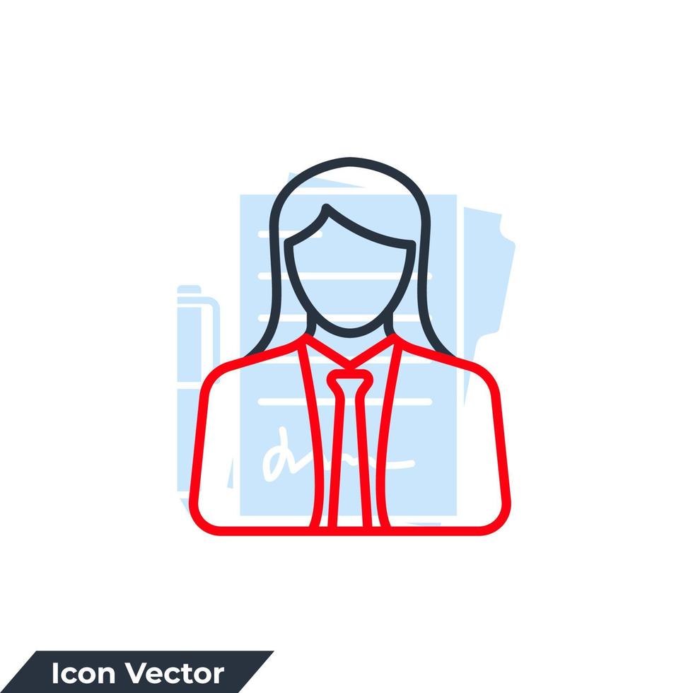 illustration vectorielle de femme d'affaires icône logo. modèle de symbole utilisateur pour la collection de conception graphique et web vecteur