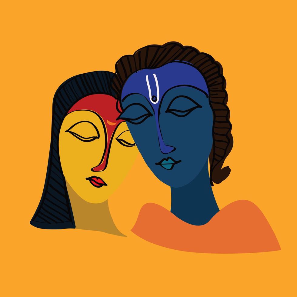 seigneur krishna et radha illustration vectorielle vecteur