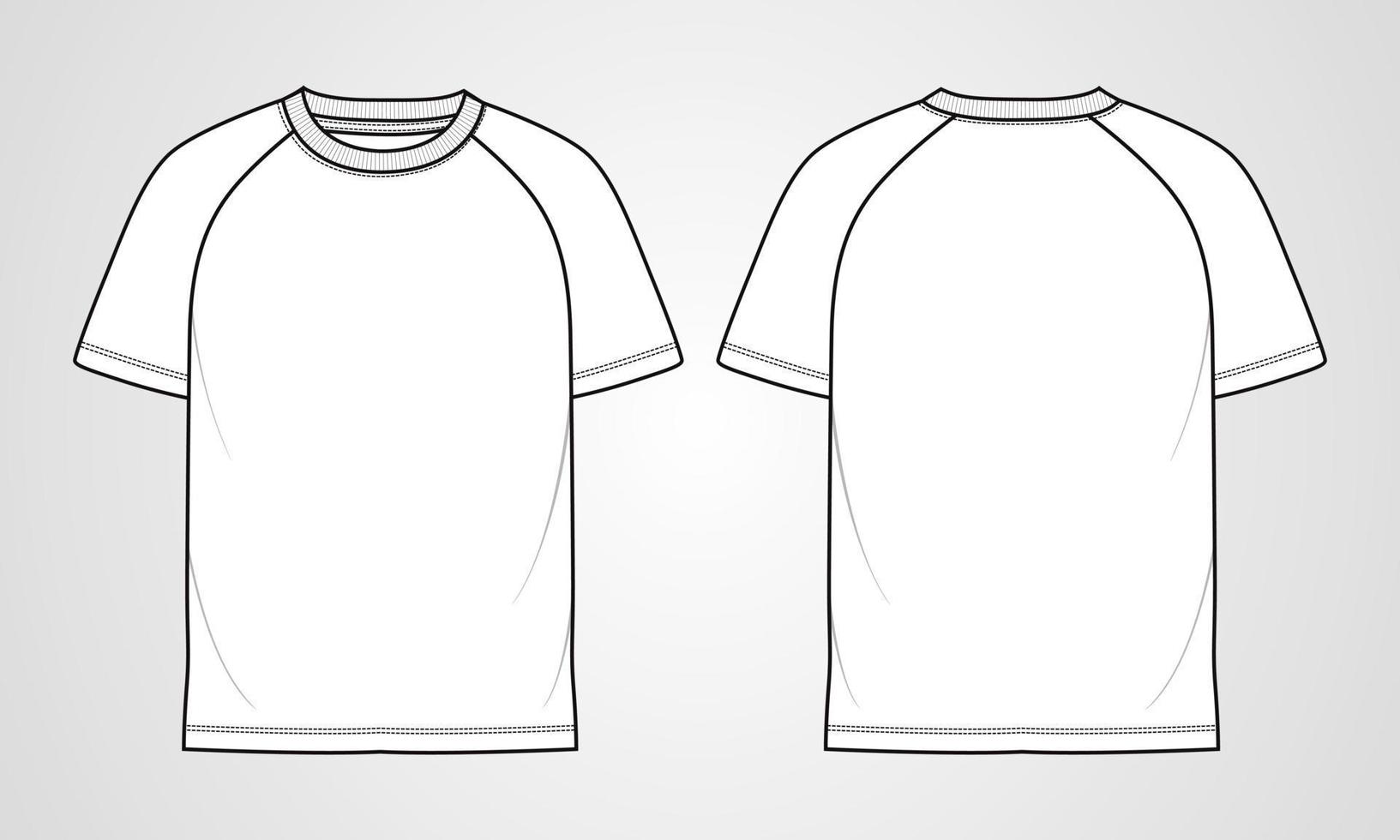 t-shirt raglan à manches courtes mode technique croquis plat modèle d'illustration vectorielle vecteur