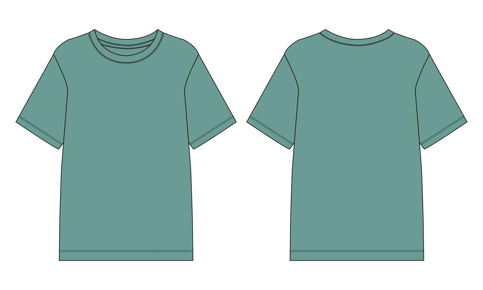 t-shirt à manches courtes mode technique appartements croquis modèle d'illustration vectorielle pour hommes et garçons. vecteur