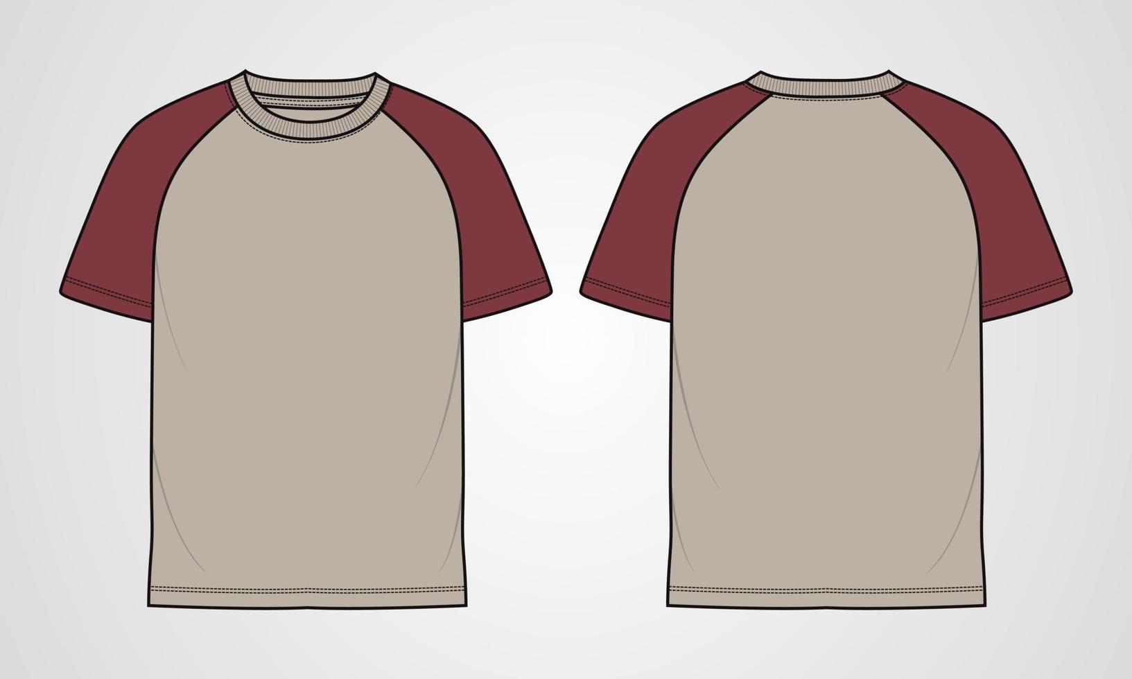 t-shirt raglan à manches courtes mode technique croquis plat modèle d'illustration vectorielle vecteur