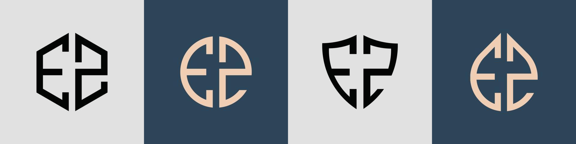 ensemble de conceptions de logo ez de lettres initiales simples créatives. vecteur