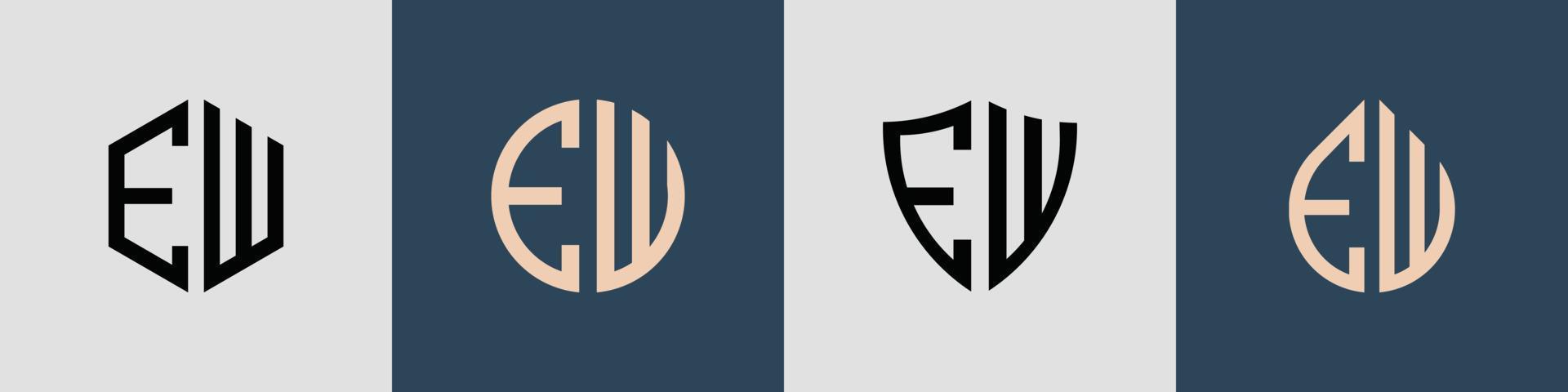 ensemble de conceptions de logo ew de lettres initiales simples créatives. vecteur