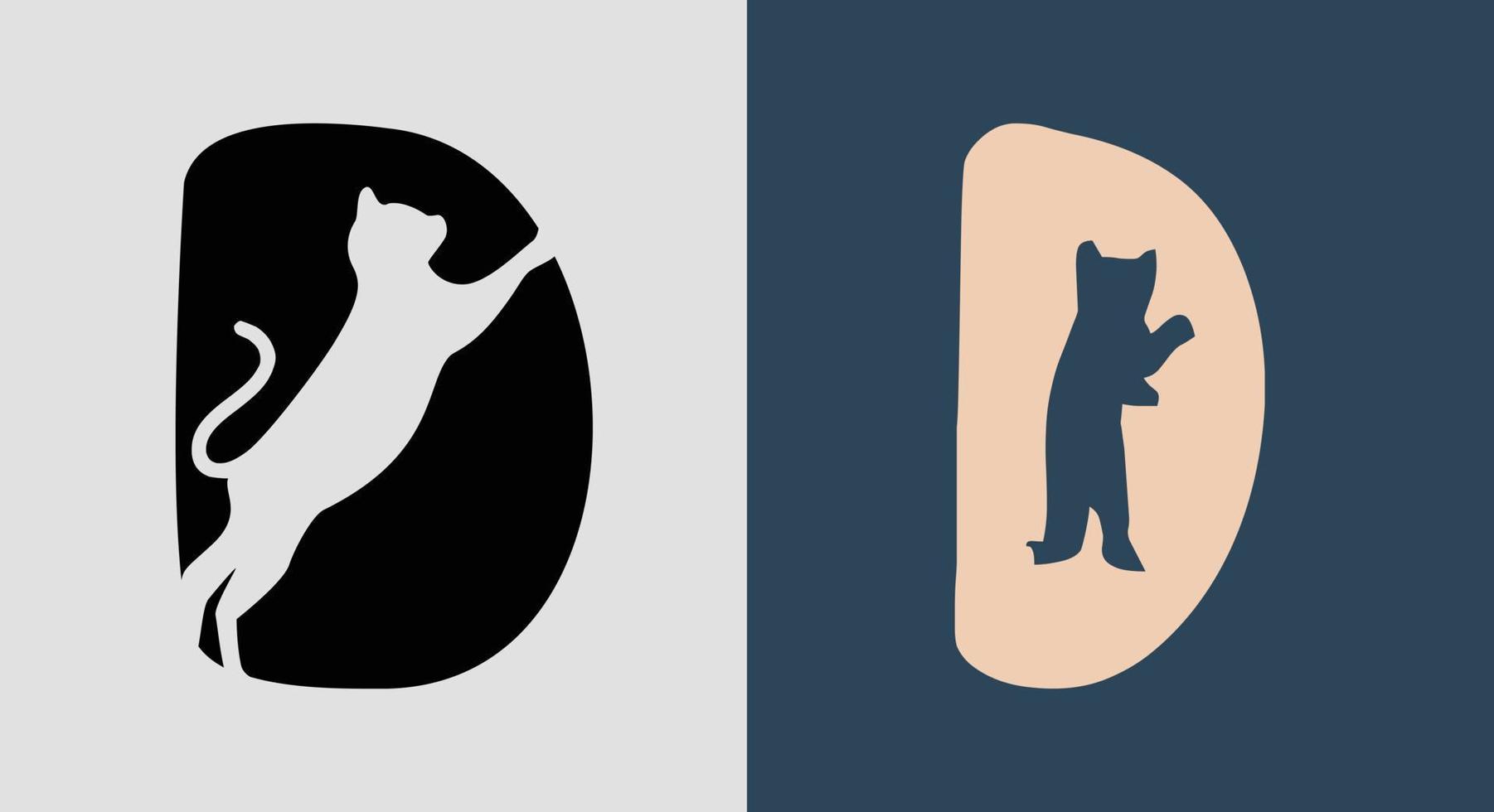 ensemble de conceptions de logo de chat de lettres initiales d. vecteur