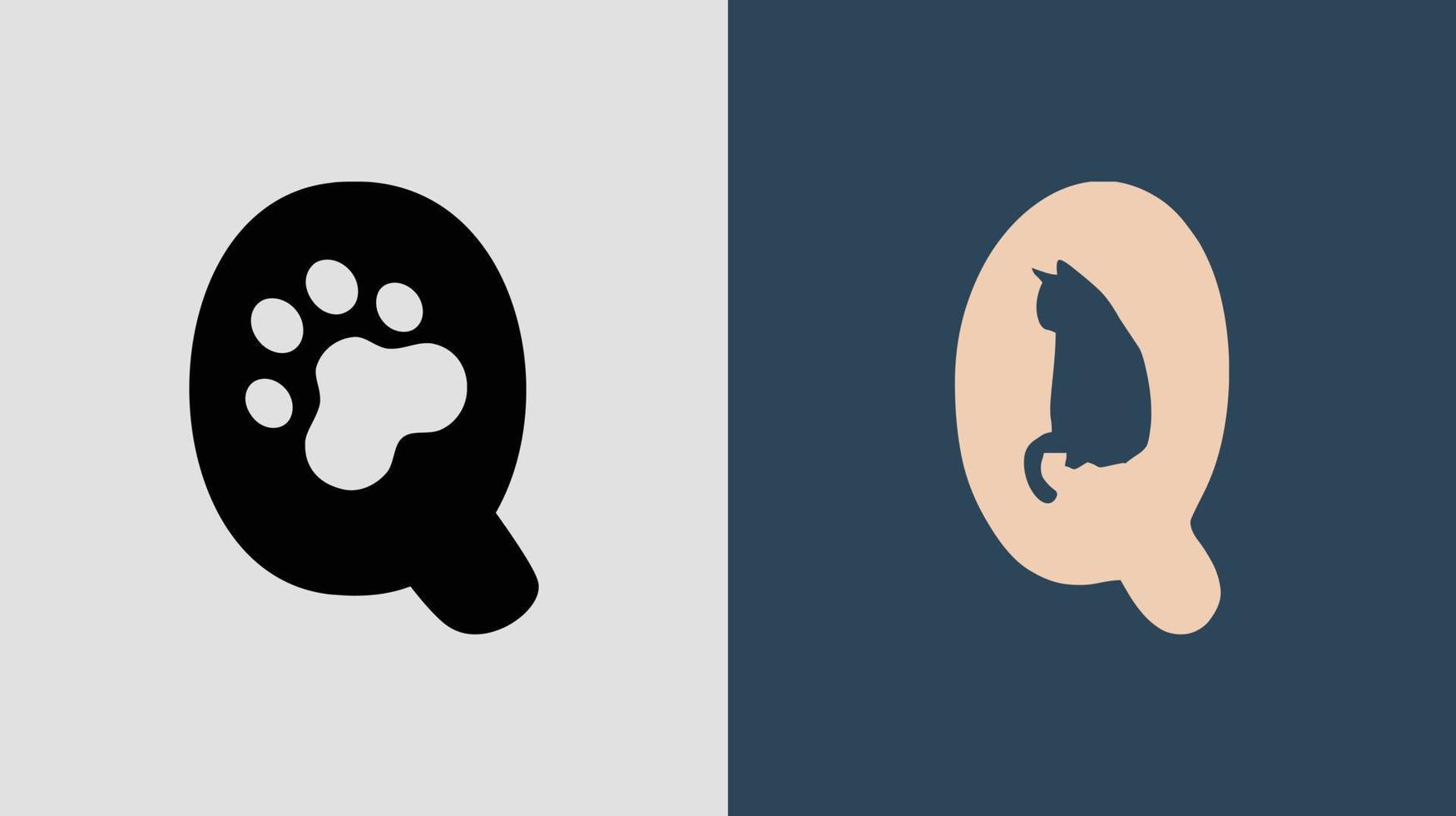 ensemble de conceptions de logo de chat de lettres initiales q. vecteur