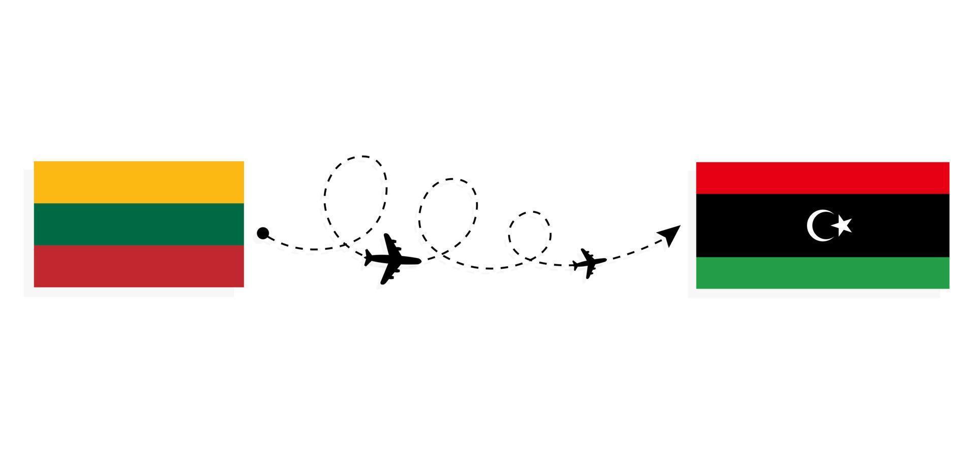 vol et voyage de la lituanie à la libye par concept de voyage en avion de passagers vecteur