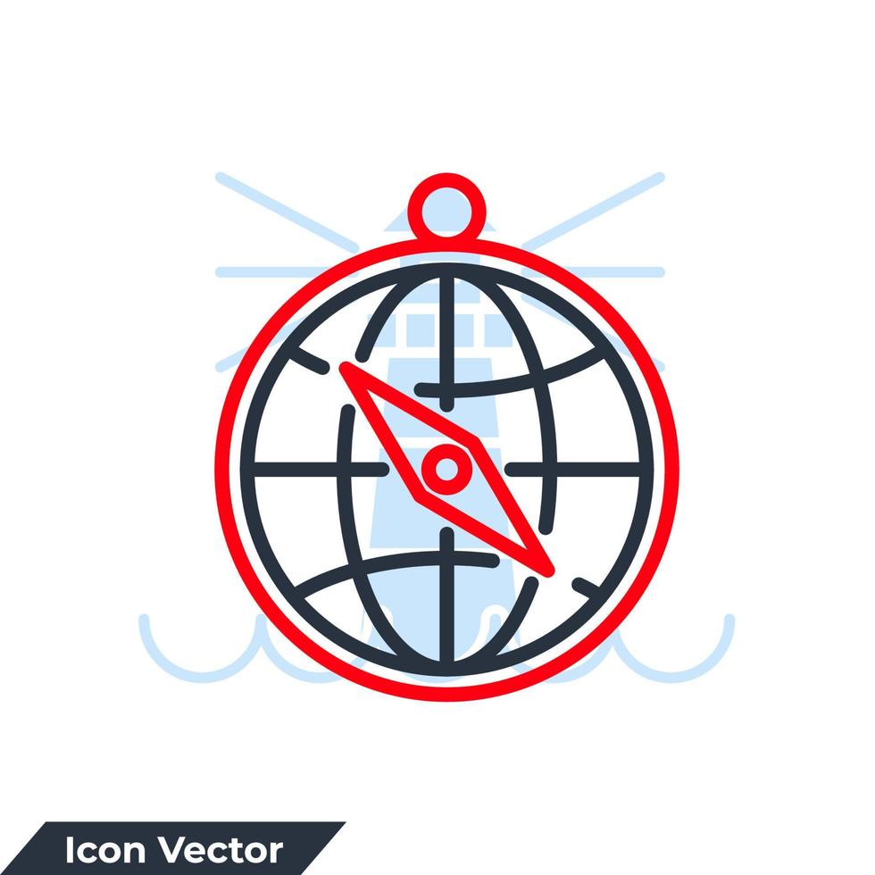 boussole icône logo illustration vectorielle. modèle de symbole de boussole globe pour la collection de conception graphique et web vecteur