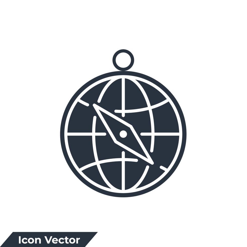 boussole icône logo illustration vectorielle. modèle de symbole de boussole globe pour la collection de conception graphique et web vecteur