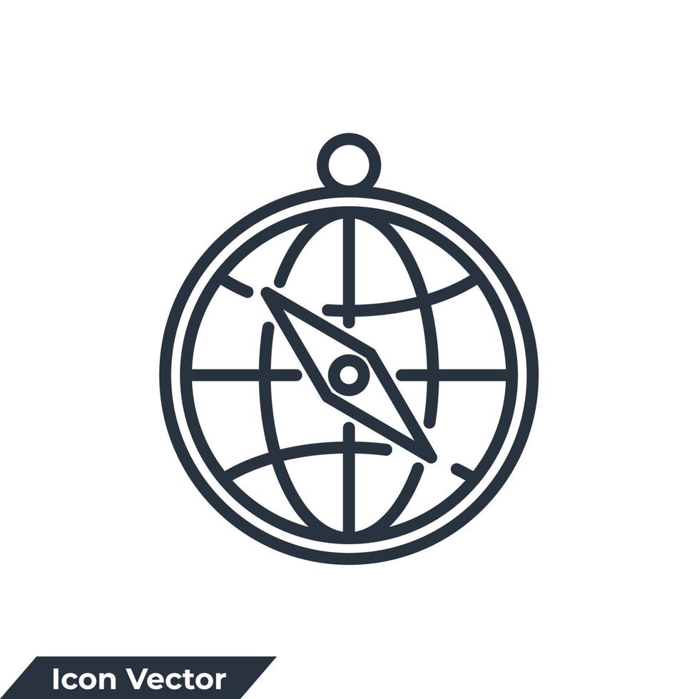 boussole icône logo illustration vectorielle. modèle de symbole de boussole globe pour la collection de conception graphique et web vecteur