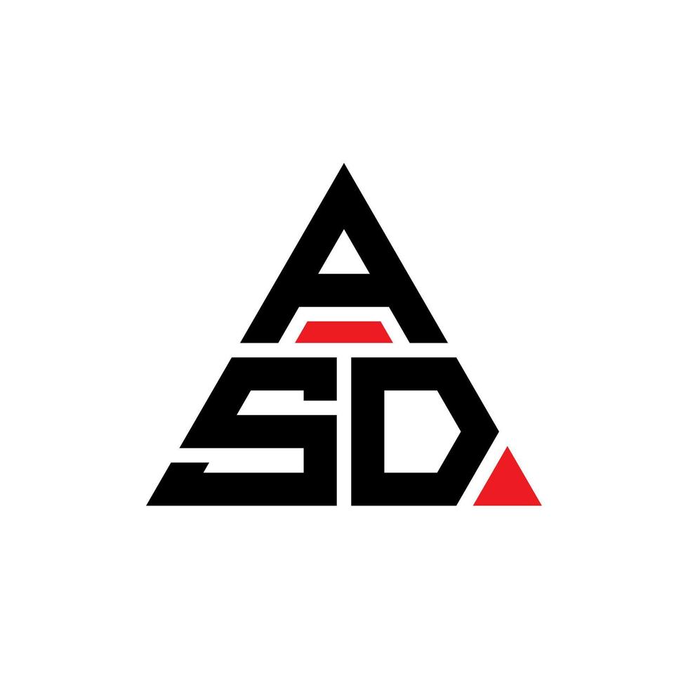 création de logo de lettre triangle asd avec forme de triangle. monogramme de conception de logo triangle asd. modèle de logo vectoriel triangle asd avec couleur rouge. logo triangulaire asd logo simple, élégant et luxueux.