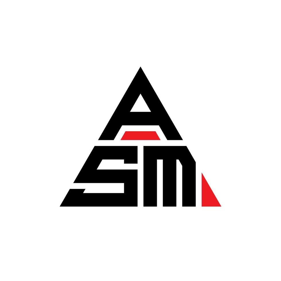 création de logo de lettre triangle asm avec forme de triangle. monogramme de conception de logo triangle asm. modèle de logo vectoriel triangle asm avec couleur rouge. logo triangulaire asm logo simple, élégant et luxueux.