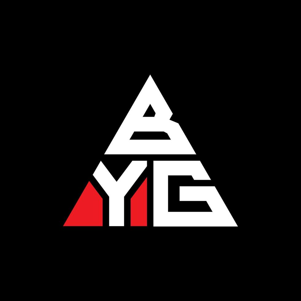 création de logo de lettre triangle byg avec forme de triangle. monogramme de conception de logo triangle byg. modèle de logo vectoriel triangle byg avec couleur rouge. byg logo triangulaire logo simple, élégant et luxueux.