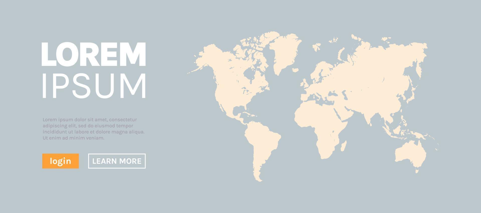 planète terre et illustration vectorielle plane de la carte du monde. vecteur