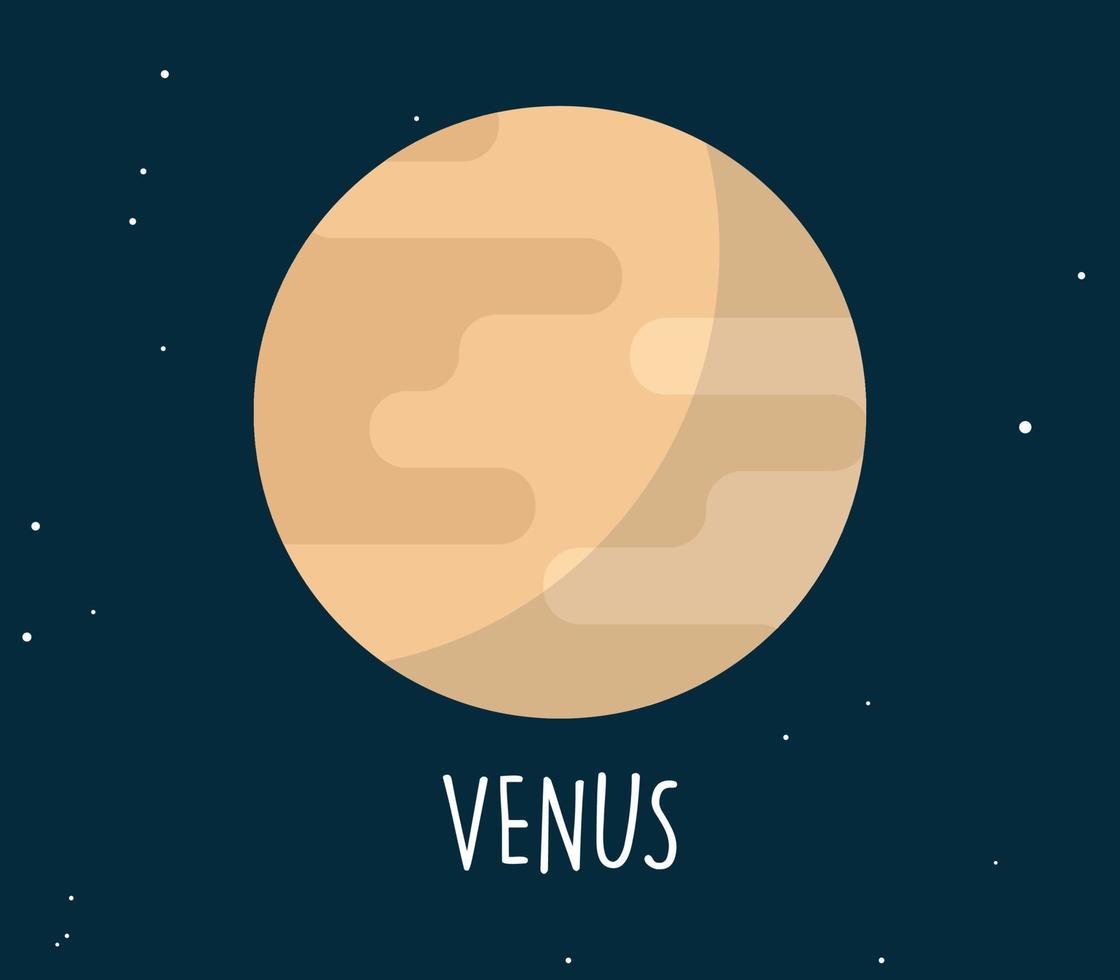 planète vénus et sphère simple sur l'illustration vectorielle plane de fond de l'espace. vecteur